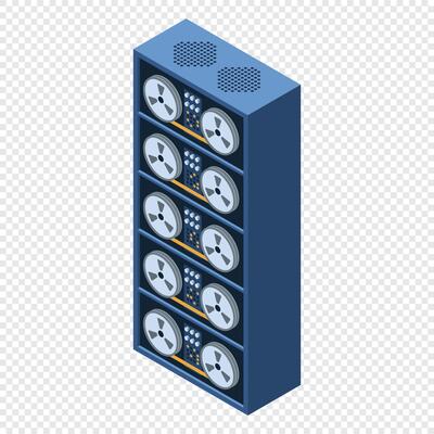 Server rack. Isometric server. Server network equipment. Computer network technology. Isometric technology,