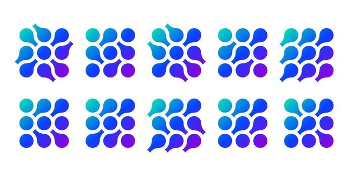 Laboratory test tubes icon, connected dot shapes, abstract chemistry tech symbol. bottle shape, reagent mixture preparation. Innovation pattern liquid organic metaball, blob drops, lab branding vector