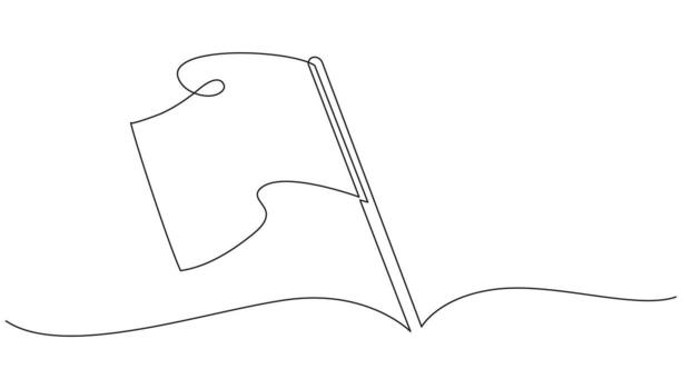 Continuous one line drawing of a waving flag. Minimalist illustration. Abstract national flag icon. Simple outline for design, symbol, identity or banner concept. vector