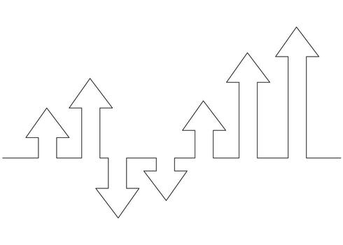 creciente grafico en continuo línea dibujo estilo. mínimo línea Arte negocio gráfico icono. ilustración con resumen antecedentes para Finanzas y analítica vector