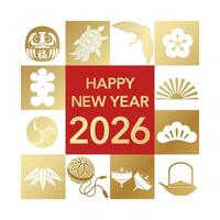 New Year 2026 graphic with symbols vector