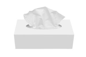Paper napkins in a box on white photo