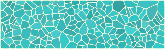 A turquoise mosaic pattern made of irregular geometric shapes with light outlines, creating a modern, abstract, and refreshing tiled design. vector