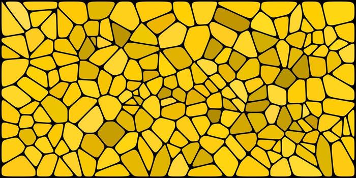 A yellow mosaic pattern made of irregular polygonal tiles with black outlines, creating a bright, abstract, and geometric visual effect. vector