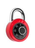 Combination lock on white back photo