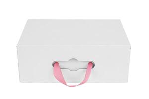 Paper box with handle on white background photo