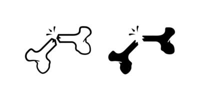 Bone icon set. A minimalistic line art illustration of a broken bone, representing injury, healthcare, and the skeletal system. vector