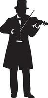 Elegant Vintage Violinist Silhouette - Classic Melodies and Musical Mastery vector
