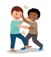 Illustration of two kids fighting vector
