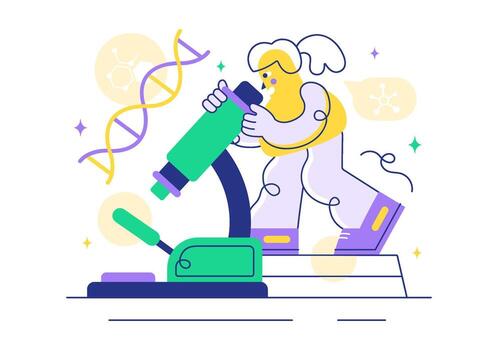 Flat Cartoon Showing DNA Structure and Science Technology Research vector