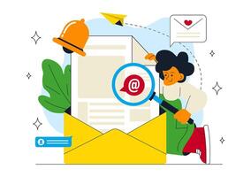 Person checking email notifications illustration vector