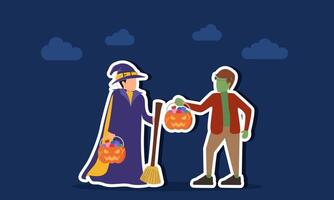 Wizard and monster exchanging baskets vector