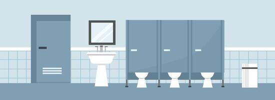 Modern bathroom with stalls and sink vector