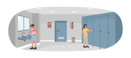 Restroom with lockers and sink vector