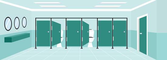 Modern restroom interior with green dividers vector