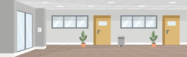 office hallway with windows and plants vector