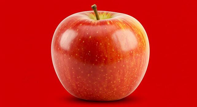 Fresh Red Apple Close Up on Red Background for Healthy Eating photo