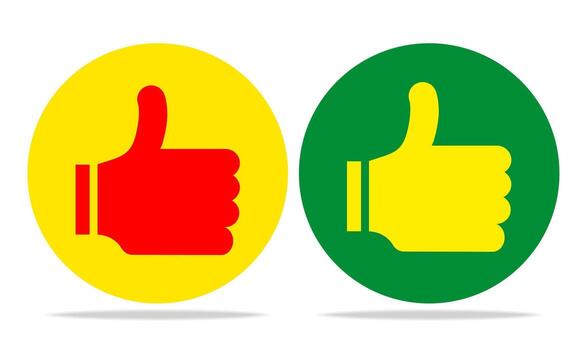 Like icon comes in two different color variations. It's a flat red, yellow, and green color scheme. vector