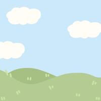 a cartoon landscape with clouds and grass vector