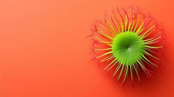 Drosera on a vibrant background, top view photorealistic plant photo