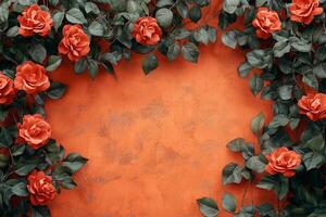 Rose Bush on a vibrant background, top view photorealistic plant photo