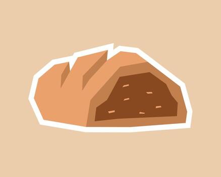 Simple and Minimal Loaf of Bread Sticker with Flat Soft Color Palette in Cutout Style vector