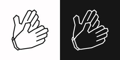 Gloves Icon in Black Line Art and White Line Art Cutout Style vector
