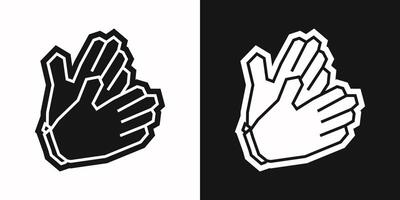 Gloves Icon in Black Filled and White Filled Cutout Style vector