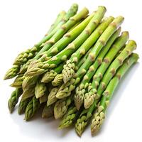 Pile of Asparagus Angled Front View Photo on White Background