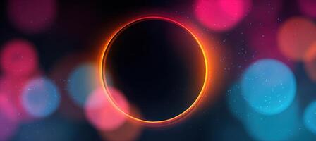 Digital Background with Glowing Circle and Colorful Blurred Shapes photo
