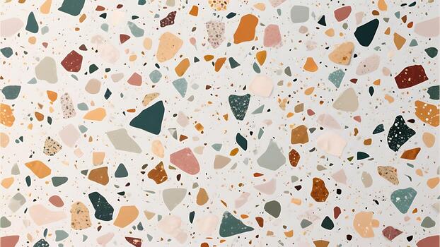 Terrazzo Texture Background Colorful Pastel and Earthy Tones Abstract Pattern with Irregular Shapes and Speckles for Modern Design Projects photo