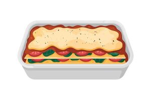 Delicious Vegetarian Lasagna Ready to Serve in a Container Tasty Italian Cuisine with Tomato Sauce Spinach and Cheese Layers vector