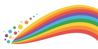 Vibrant Rainbow Arc with Scattered Dots against Clean White Backdrop Creates a Dynamic and Cheerful Design Element vector