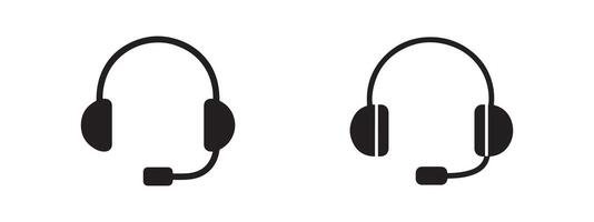Black and White Headset Icon Set Perfect for Call Centers Customer Support and Telecommunications Services Providing Crystal Clear Communication vector