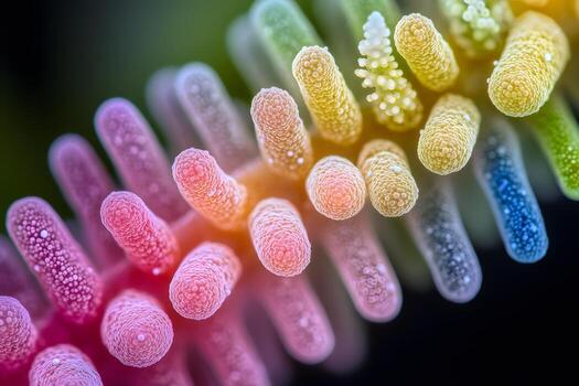 Colorful Abstract Close-Up of Textured Objects in Vibrant Array for Creative Design photo