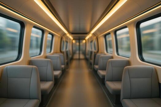 Monorail Interior Soft Ambient Lighting and Blurred Background Creating Modern Transit Atmosphere photo
