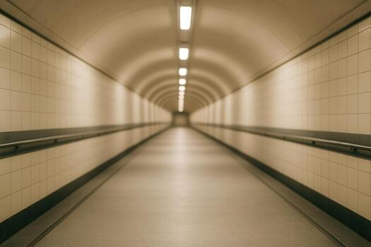 Underground Tunnel With Linear Lighting and Blurred Background Perfect for Modern Urban Design photo