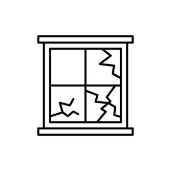 Broken Window Minimalistic Icon Pictogram for Web and Graphic Design, Apps, Banners, Social Network and Cards vector