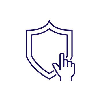 Hand by Shield Outline Symbol for Graphic and Web Design, Apps, Adverts, Various Cards vector