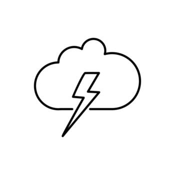 relámpago debajo nube minimalista Delgado línea icono para web y gráfico diseño, aplicaciones, pancartas, social red y tarjetas vector