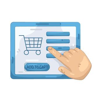 Hand Touching Add to Cart Button Illustration vector
