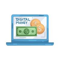 Illustration of Digital Money on Laptop Screen vector