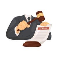 Illustration of a Judge with Gavel and Verdict vector
