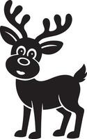 Cute reindeer cartoon silhouette illustration. vector