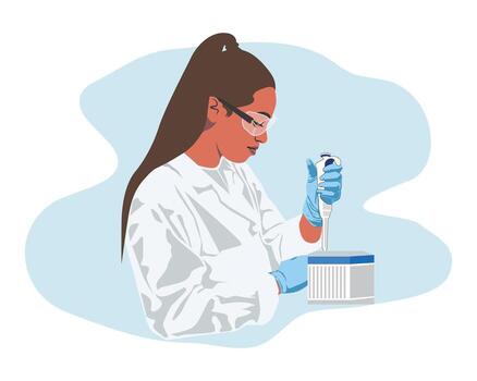 Scientist using a pipette vector