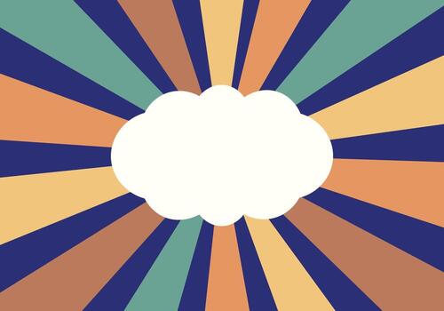 Colorful Sunburst Cloud Frame Background. Retro Radiating Rays Design for Posters, Graphics, and Creative Templates vector