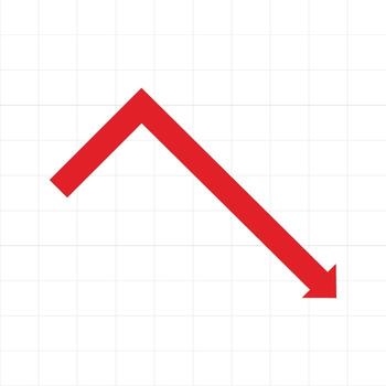Red Downward Zigzag Arrow on Grid. Financial Crisis Symbol and Economic Decline Concept for Business Reports and Data Analytics vector