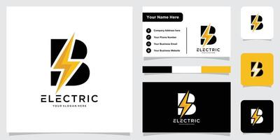 Flash B Letter Logo, Electrical Bolt Logo with business card design vector