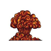 mushroom shaped explosion cloud in bright red tones vector