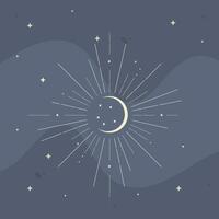 Moon Stars Rays Celestial Mystical Esoteric Outline Symbol Nature Abstract Background Stars Sky Astrology Cosmos vector